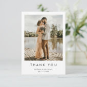 Carte De Remerciements Mariage photo moderne simple (Debout devant)