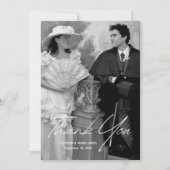 Carte De Remerciements Mariage photo moderne simple Script classique pers (Devant)