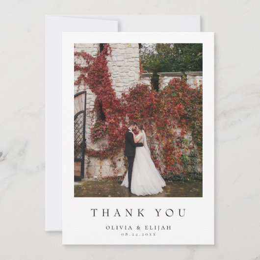 Carte De Remerciements Mariage photo moderne simple W Note 4 Photo (Devant)