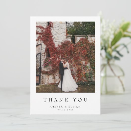 Carte De Remerciements Mariage photo moderne simple W Note 4 Photo (Debout devant)