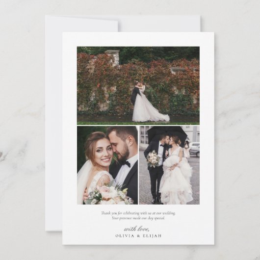 Carte De Remerciements Mariage photo moderne simple W Note 4 Photo (Dos)