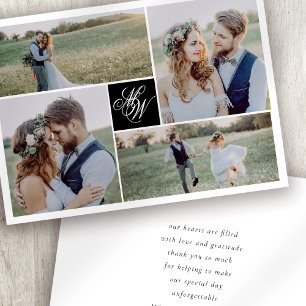 Carte De Remerciements Mariage photo Monogramme 4
