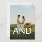 Carte De Remerciements Mariage photo Monogramme moderne (Devant)