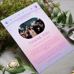 Carte De Remerciements Mariage photo Mystic Sunset Rose Star Moon