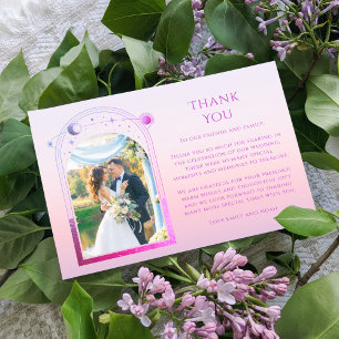 Carte De Remerciements Mariage photo Mystic Sunset Rose Sun Moon Star