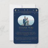 Carte De Remerciements Mariage photo Mystical Chic Blue Gold Star Moon (Devant)