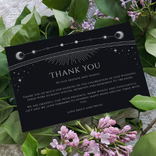 Carte De Remerciements Mariage photo mystique Black Silver Sun Moon Star