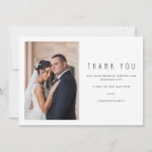 Carte De Remerciements Mariage photo noir moderne (Dos)