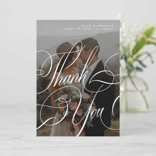 Carte de remerciements mariage photo numérique imp (Debout devant)