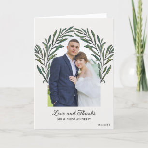 Carte De Remerciements Mariage photo Off White Green Arch