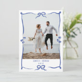 Carte de remerciements mariage photo ondulé (Debout devant)