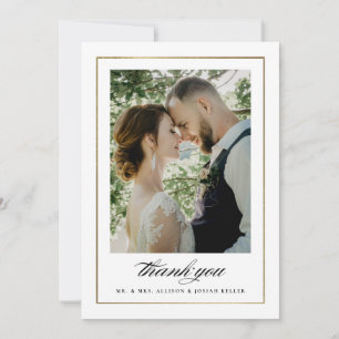 Carte De Remerciements Mariage Photo Or Classique