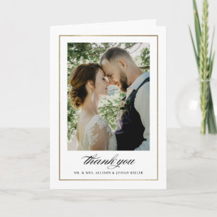 Carte De Remerciements Mariage Photo Or Classique