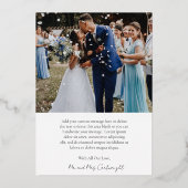 Carte de remerciements Mariage photo or simple et  (Verso)