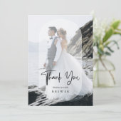 Carte De Remerciements Mariage photo ovale transparent minimaliste (Debout devant)