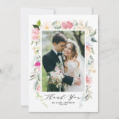 Carte De Remerciements Mariage photo Pastel Spring Flowers Frame (Devant)