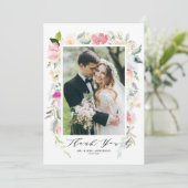 Carte De Remerciements Mariage photo Pastel Spring Flowers Frame (Debout devant)