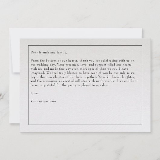 Carte De Remerciements Mariage photo paysage (Dos)