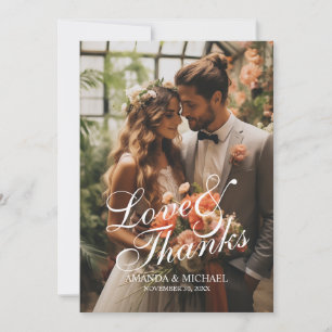 Carte De Remerciements mariage photo personnalisé 'Love & Thanks'