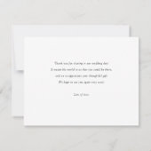 Carte De Remerciements Mariage photo personnalisé simple et élégant (Dos)