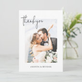 Carte De Remerciements Mariage photo personnalisé simple et élégant (Debout devant)