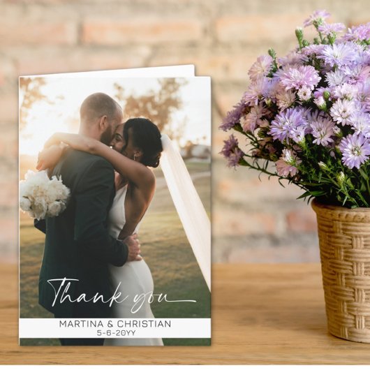 Carte De Remerciements Mariage photo plié