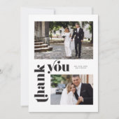Carte de remerciements Mariage photo Retro (Devant)
