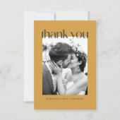 Carte De Remerciements Mariage photo Retro Jaune Floral (Devant)