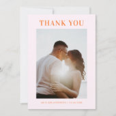 Carte De Remerciements Mariage photo Retro Pink and Orange (Devant)
