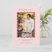 Carte De Remerciements Mariage photo Retro Wavy Frame (Debout devant)