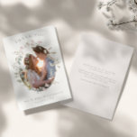 Carte De Remerciements Mariage photo Romantic Blush Floral Wreath<br><div class="desc">Romantique Blush Oval Floral Wreath Photo Mariage</div>