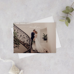 Carte De Remerciements Mariage photo romantique rose