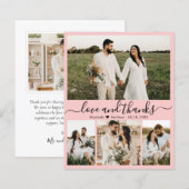 Carte de remerciements Mariage photo rose élégant  (Devant / Derrière)