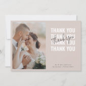 Carte De Remerciements Mariage photo rose vif (Devant)