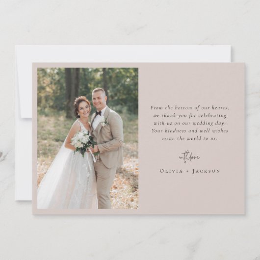 Carte De Remerciements Mariage photo rose vif (Dos)