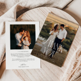 Carte De Remerciements Mariage photo rustique Elegance