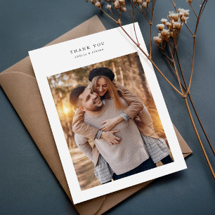 Carte De Remerciements Mariage Photo Rustique Minimaliste