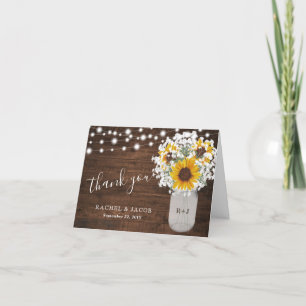 Carte De Remerciements Mariage photo Rustique Sunflowers Baby's Breath Ja