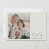 Carte De Remerciements Mariage photo Sage Green Script (Devant)