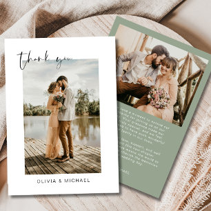 Carte De Remerciements Mariage photo Sage Green Script