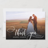 Carte de remerciements Mariage photo Script 2 élég (Devant)