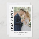Carte De Remerciements Mariage Photo Script Moderne (Devant)