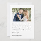 Carte De Remerciements Mariage Photo Script Moderne (Dos)