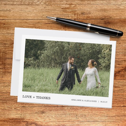 Carte De Remerciements Mariage Photo Script Moderne