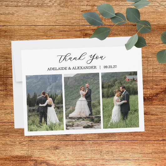 Carte De Remerciements Mariage Photo Script Moderne