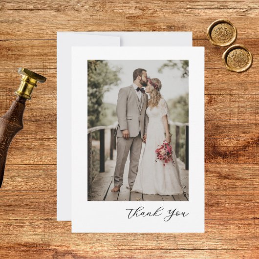 Carte De Remerciements Mariage Photo Script Moderne