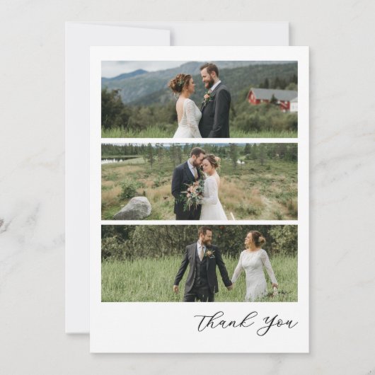Carte De Remerciements Mariage Photo Script Moderne (Devant)