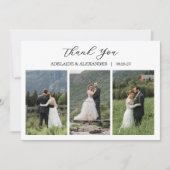 Carte De Remerciements Mariage Photo Script Moderne (Devant)