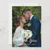 Carte De Remerciements Mariage Photo Script Moderne (Devant)