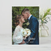 Carte De Remerciements Mariage Photo Script Moderne (Debout devant)